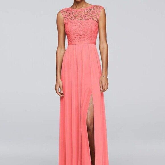 David's Bridal Lace Bridesmaid Dress F19328 Parfait size 16 - Picture 1 of 5